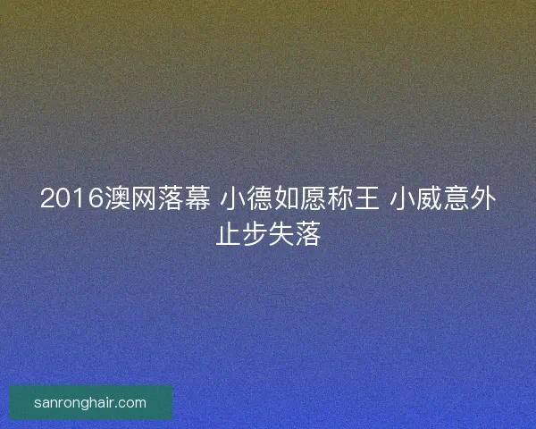 2016澳网落幕 小德如愿称王 小威意外止步失落