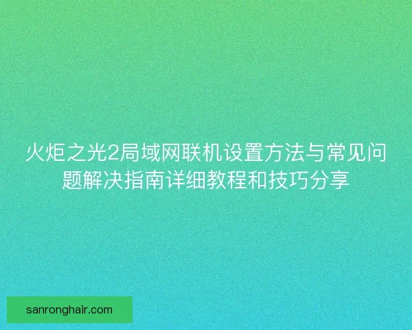 火炬之光2局域网联机设置方法与常见问题解决指南详细教程和技巧分享